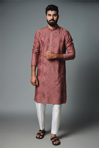 Maroon pintux kurta with pant