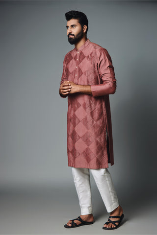 Maroon pintux kurta with pant