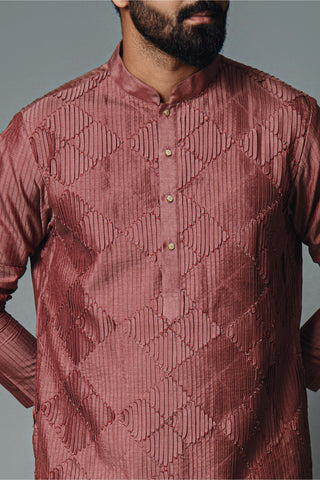 Maroon pintux kurta with pant