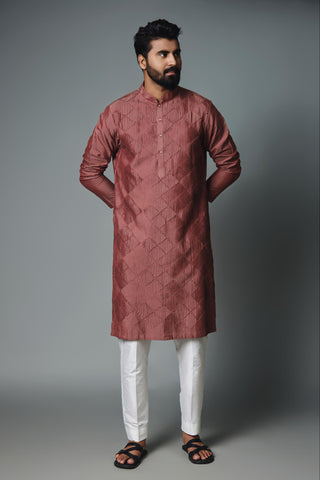 Maroon pintux kurta with pant