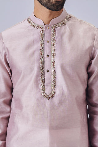 Purple neckline round kurta with pant