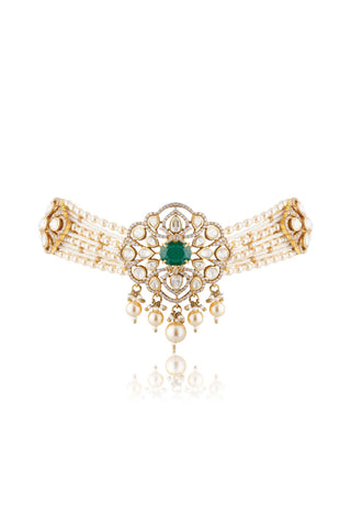 Choker Necklace Indian Wedding - Green aabha by Amraani