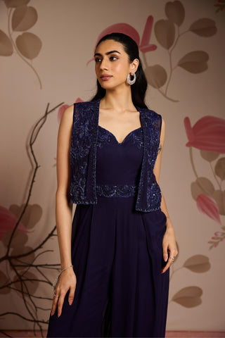 Blue aster under bloom jumpsuit set