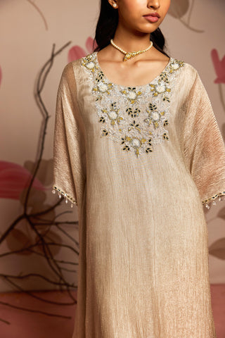 Gold golden shower under bloom kaftan set