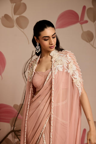 Pink heather under bloom concept predraped saree