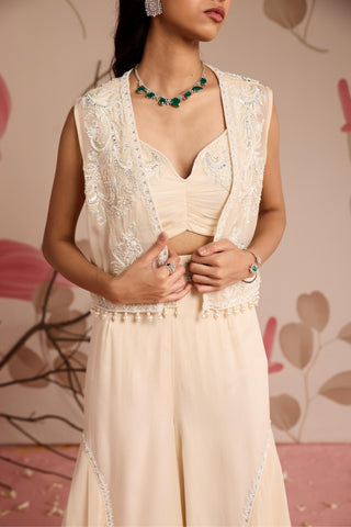 Ivory marigold under bloom sharara set