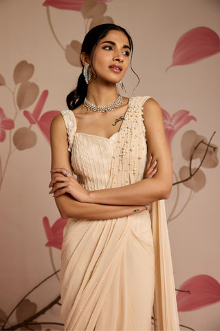 Ivory periwinkle under bloom concept saree