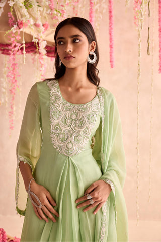 Green poppy under bloom straight suit set