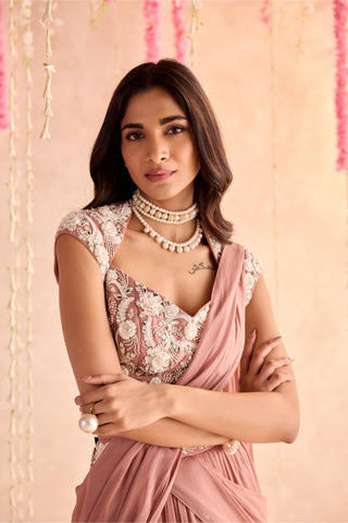 Pink rose under bloom lehenga set