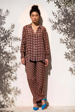 Co-ord Set Contemporary Wear - Brown Grid by Nautanky