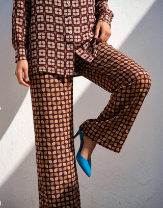 Co-ord Set Contemporary Wear - Brown Grid by Nautanky