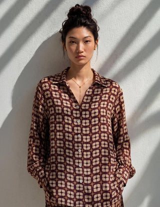 Co-ord Set Contemporary Wear - Brown Grid by Nautanky