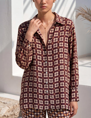 Co-ord Set Contemporary Wear - Brown Grid by Nautanky