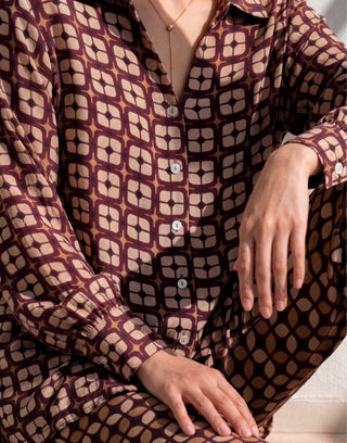 Co-ord Set Contemporary Wear - Brown Grid by Nautanky