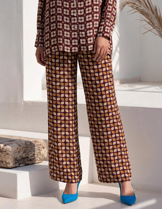 Co-ord Set Contemporary Wear - Brown Grid by Nautanky