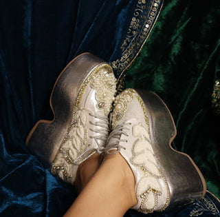 Pearl ivory royal crown sneakers