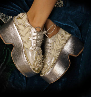 Pearl Ivory royal crown sneakers - Chal Jooti | Mrs. G UK 5 / Ivory / Women Pearl Ivory royal crown sneakers - Chal Jooti | Mrs. G UK 5 / Ivory / Women