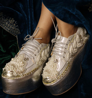 Pearl ivory royal crown sneakers