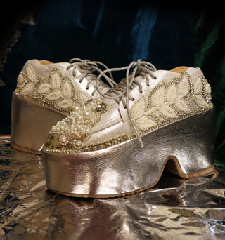 Pearl ivory royal crown sneakers