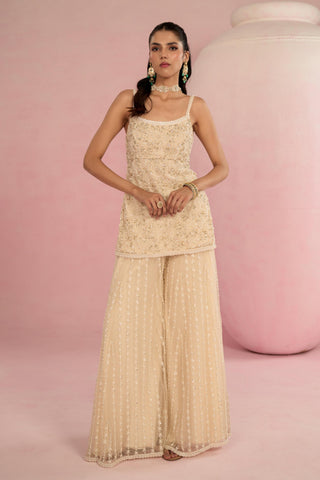Sharara Set Indian Wedding - Ivory Solene Sharara Set by Prevasu