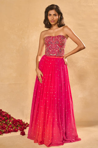 Corset Lehenga Indian Wedding – Pink Aries Lehenga by Chamee & Palak