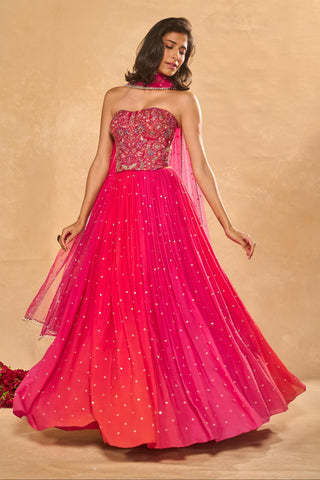 Corset Lehenga Indian Wedding – Pink Aries Lehenga by Chamee & Palak