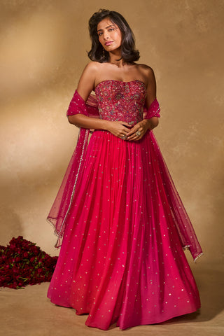 Corset Lehenga Indian Wedding – Pink Aries Lehenga by Chamee & Palak