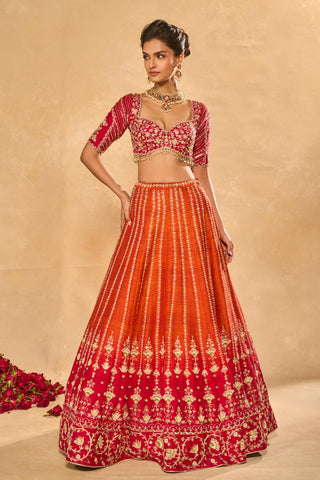 Lehenga Set Indian Wedding Orange Aariana Lehenga Set by Chamee & Palak