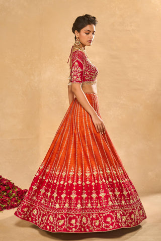 Lehenga Set Indian Wedding Orange Aariana Lehenga Set by Chamee & Palak