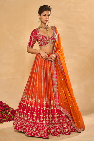 Lehenga Set Indian Wedding Orange Aariana Lehenga Set by Chamee & Palak