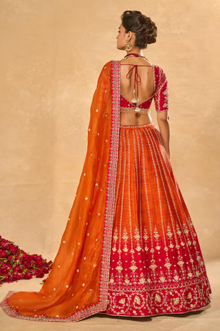 Lehenga Set Indian Wedding Orange Aariana Lehenga Set by Chamee & Palak