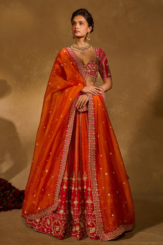 Lehenga Set Indian Wedding Orange Aariana Lehenga Set by Chamee & Palak