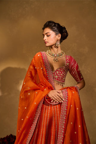 Lehenga Set Indian Wedding Orange Aariana Lehenga Set by Chamee & Palak