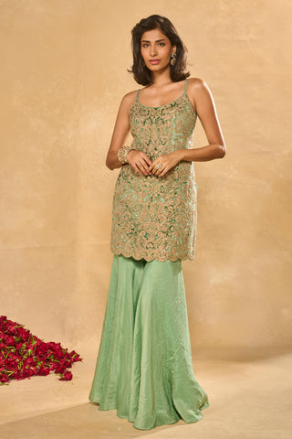 Sharara Set Indian Wedding – Green Lekha Sharara by Chamee & Palak