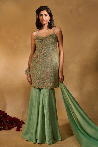 Sharara Set Indian Wedding – Green Lekha Sharara by Chamee & Palak