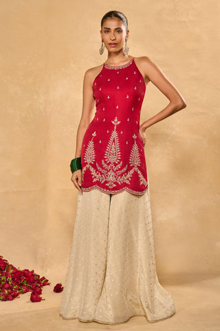 Sharara Set Indian Wedding – Red Ambi Sharara by Chamee & Palak