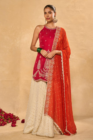 Sharara Set Indian Wedding – Red Ambi Sharara by Chamee & Palak