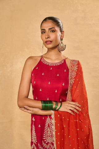 Sharara Set Indian Wedding – Red Ambi Sharara by Chamee & Palak