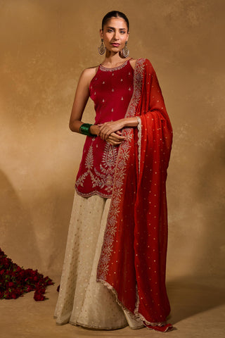 Sharara Set Indian Wedding – Red Ambi Sharara by Chamee & Palak