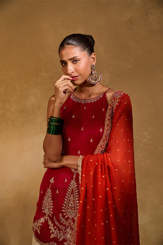 Sharara Set Indian Wedding – Red Ambi Sharara by Chamee & Palak