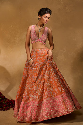 Lehenga Set Indian Wedding Orange Mahira Lehenga by Chamee & Palak