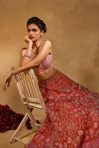 Lehenga Set Indian Wedding Orange Mahira Lehenga by Chamee & Palak