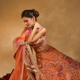 Lehenga Set Indian Wedding Orange Mahira Lehenga by Chamee & Palak