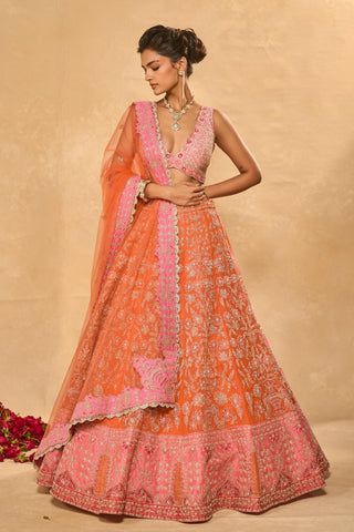 Lehenga Set Indian Wedding Orange Mahira Lehenga by Chamee & Palak
