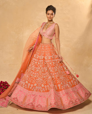 Lehenga Set Indian Wedding Orange Mahira Lehenga by Chamee & Palak