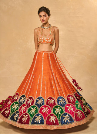 Lehenga Set Indian Wedding Orange Maple Lehenga by Chamee & Palak
