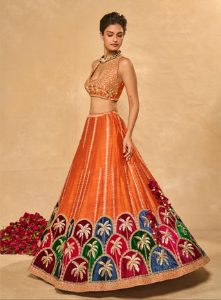 Lehenga Set Indian Wedding Orange Maple Lehenga by Chamee & Palak