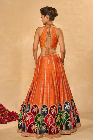 Lehenga Set Indian Wedding Orange Maple Lehenga by Chamee & Palak