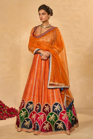 Lehenga Set Indian Wedding Orange Maple Lehenga by Chamee & Palak