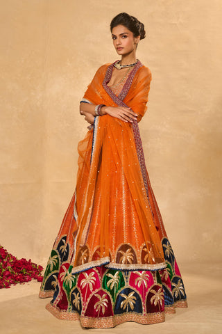 Lehenga Set Indian Wedding Orange Maple Lehenga by Chamee & Palak
